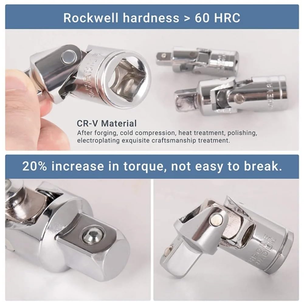 Zestaw Narzędzi Zestaw uniwersalnych przegubów, klucz nasadowy z grzechotką, adapter 1/4", 3/8", 1/2", adapter przedłużający, stal chromowo-wanadowa klucze nasadowe(1-2 one piece)