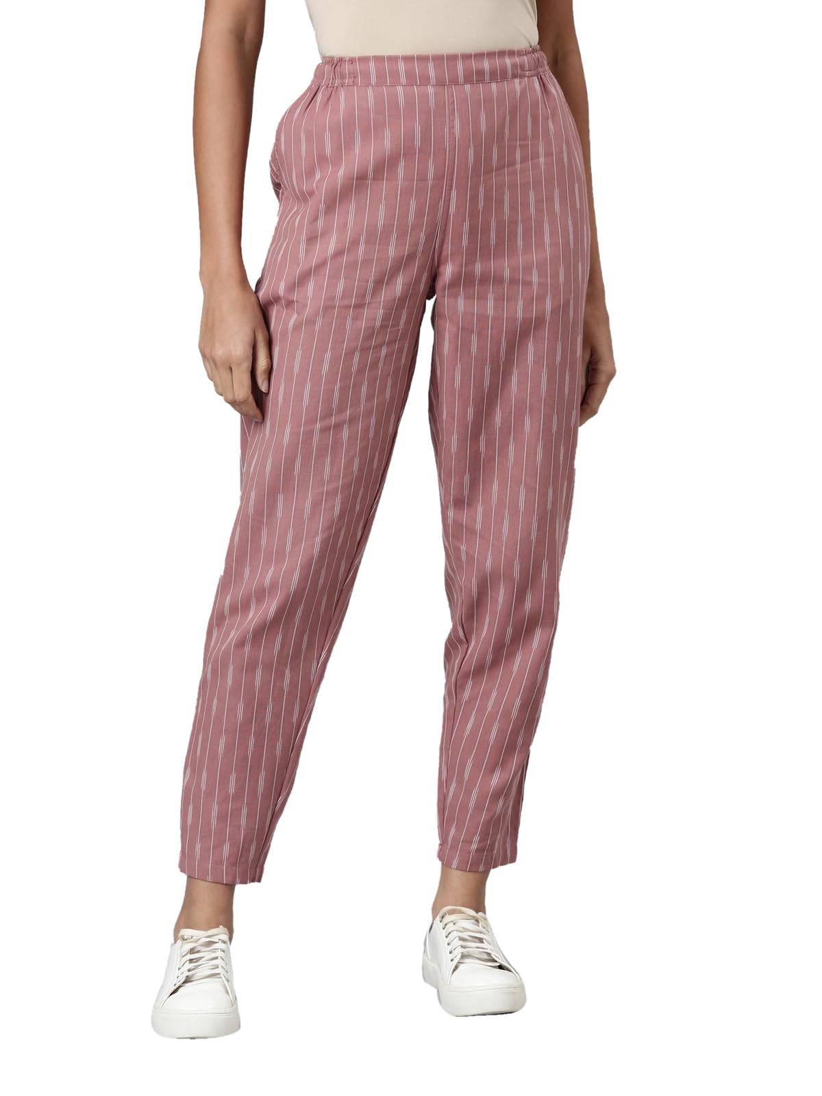 go colors Ikat Print Medium Pink Printed Pencil Pant for Women | Breathable, Side Pocket-picture-53