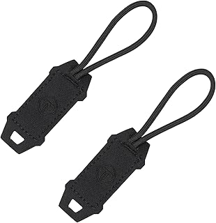 TOPTACPRO Tactical Zipper Pull Cord Hook Handle Replacement Zipper Pulls Tab 2PCS Zipper Puller for Hiking Shooting Airsoft Outdoor Activities (C:Black)