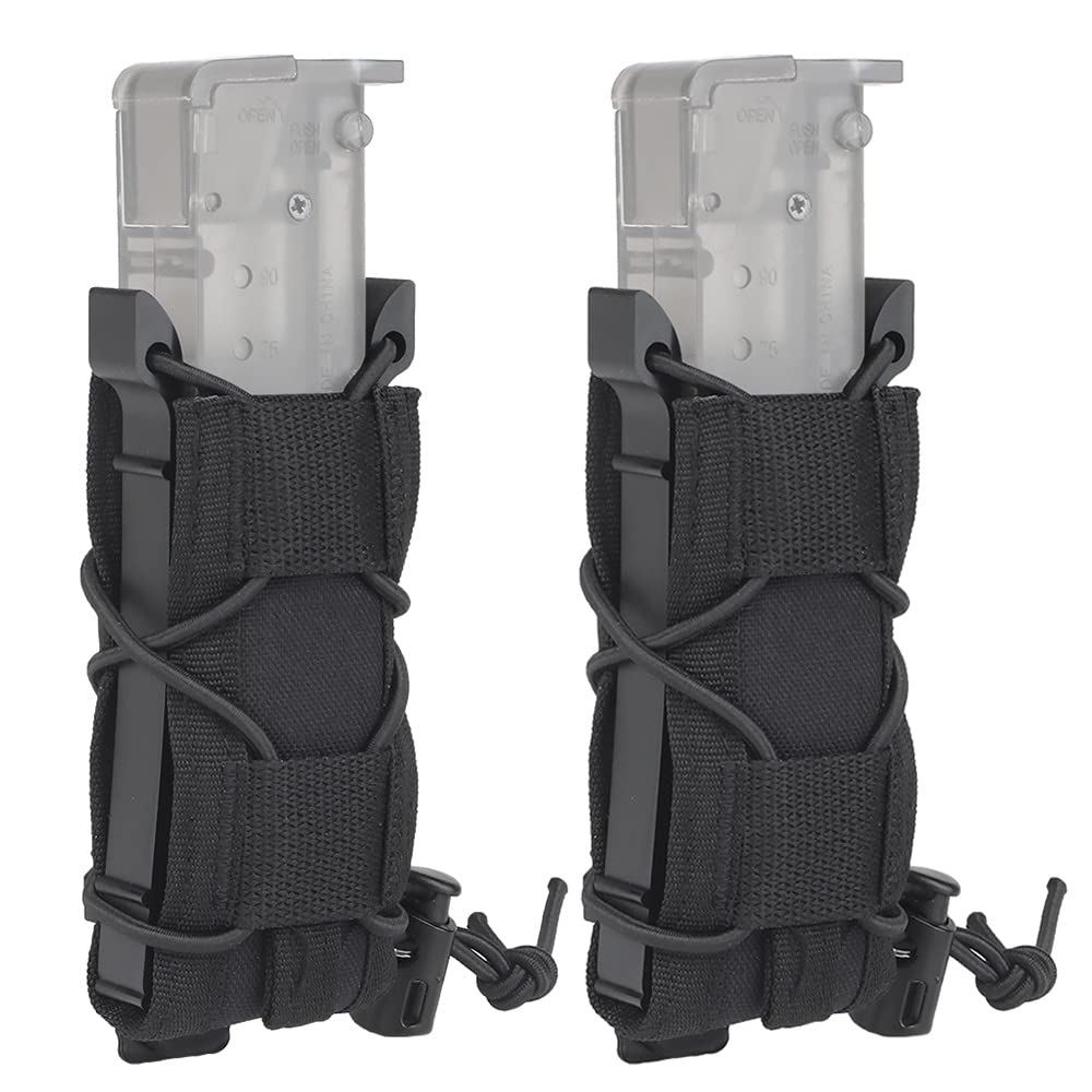 2 Pack Pistol Mag Pouch 9MM Magazine Pouch for Glock 17 19 26 27 43 Magazine Holder for Molle System and Waist Belt