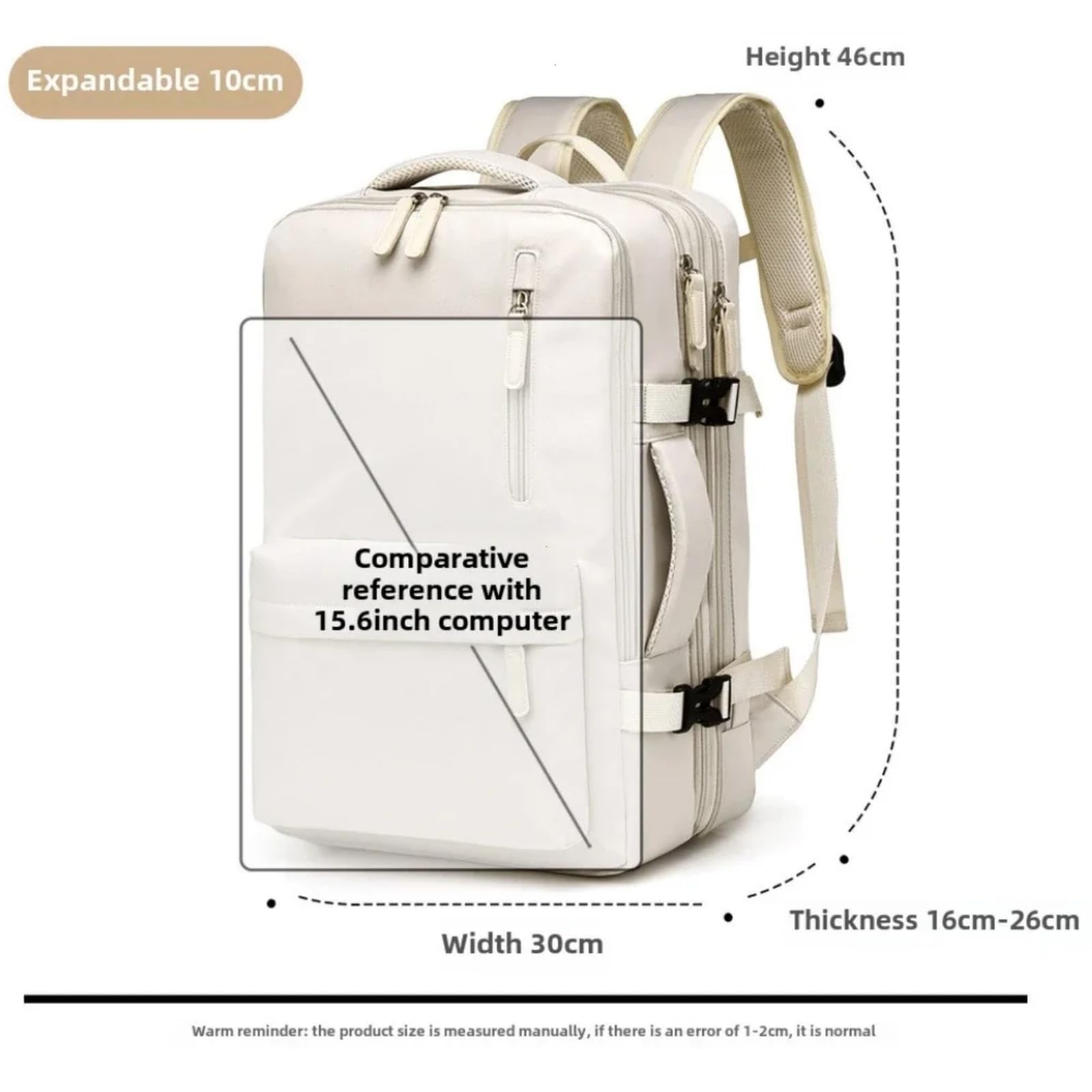 Zaino 40x30x20 della Cabina Dell'aereo, Borsa di Viaggio del Portatile Grande capacità con Compartimenti Stoccaggio Multipli-Grey