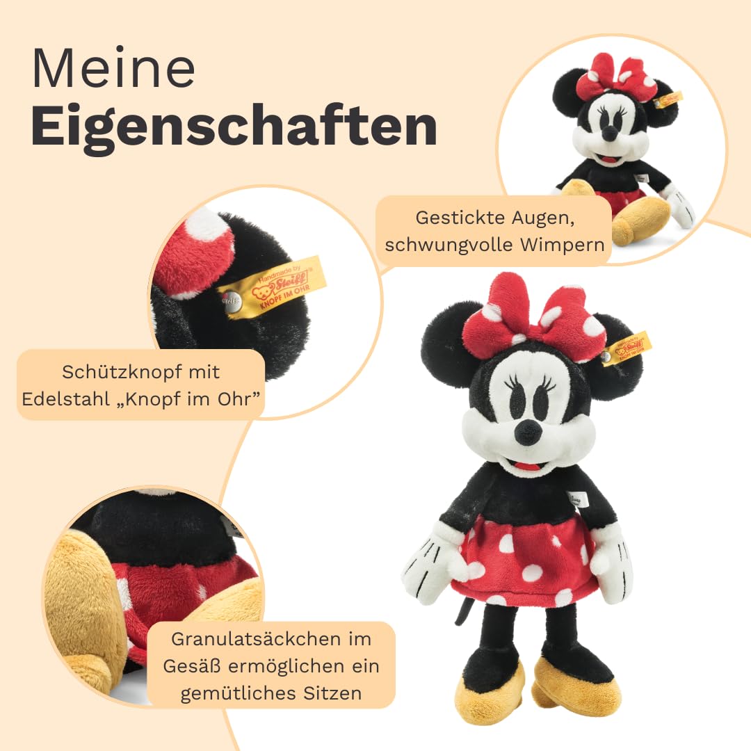 Steiff Kuscheltier Disney Originals Minnie Mouse, Süßes Stofftier, Kinder, Jungen & Mädchen, Friends, Plüschtier 31 cm, Mehrfarbig, 024511