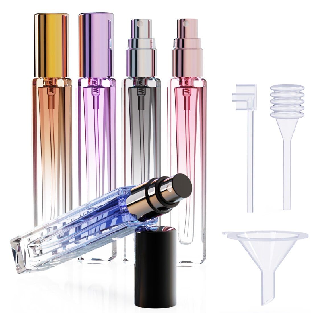 seafulee 5PCS 10ml Glass Refillable Travel Perfume Atomizer Bottles,Mini Empty Cologne Spray Bottle,Pocket Size Sprayer Portable for Travel and Sample