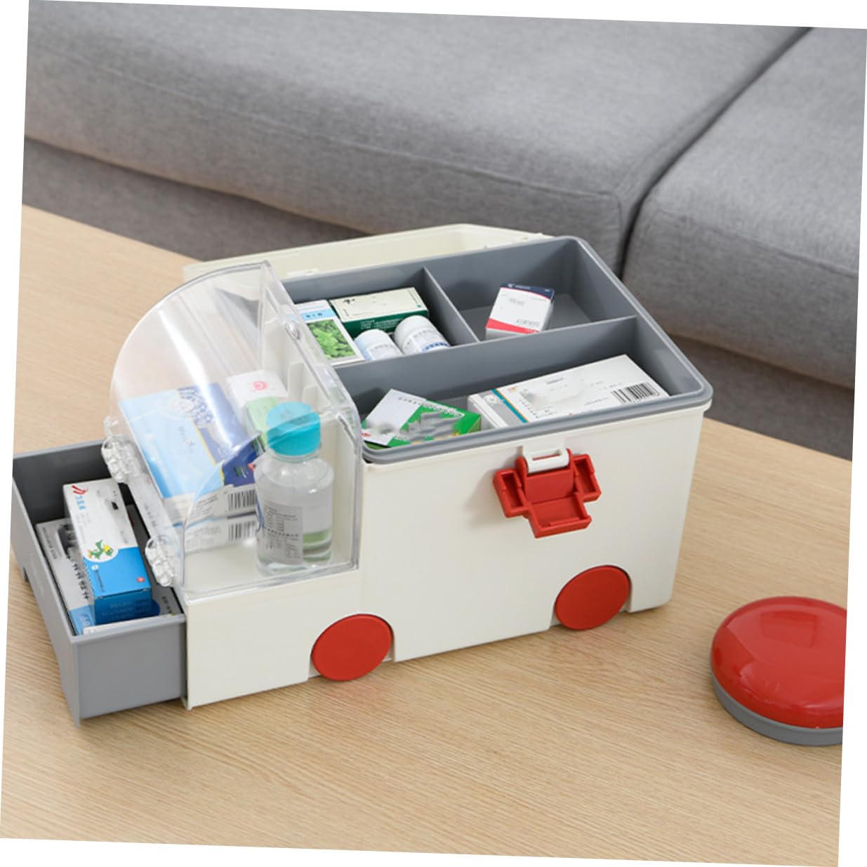 Homoyoyo Caja Organizadora de Medicamentos de Gran Capacidad Resistente de Plástico y As con Asa Ergonómica para Uso Doméstico y Viajes Almacenamiento Seguro para Botiquín y Suministros
