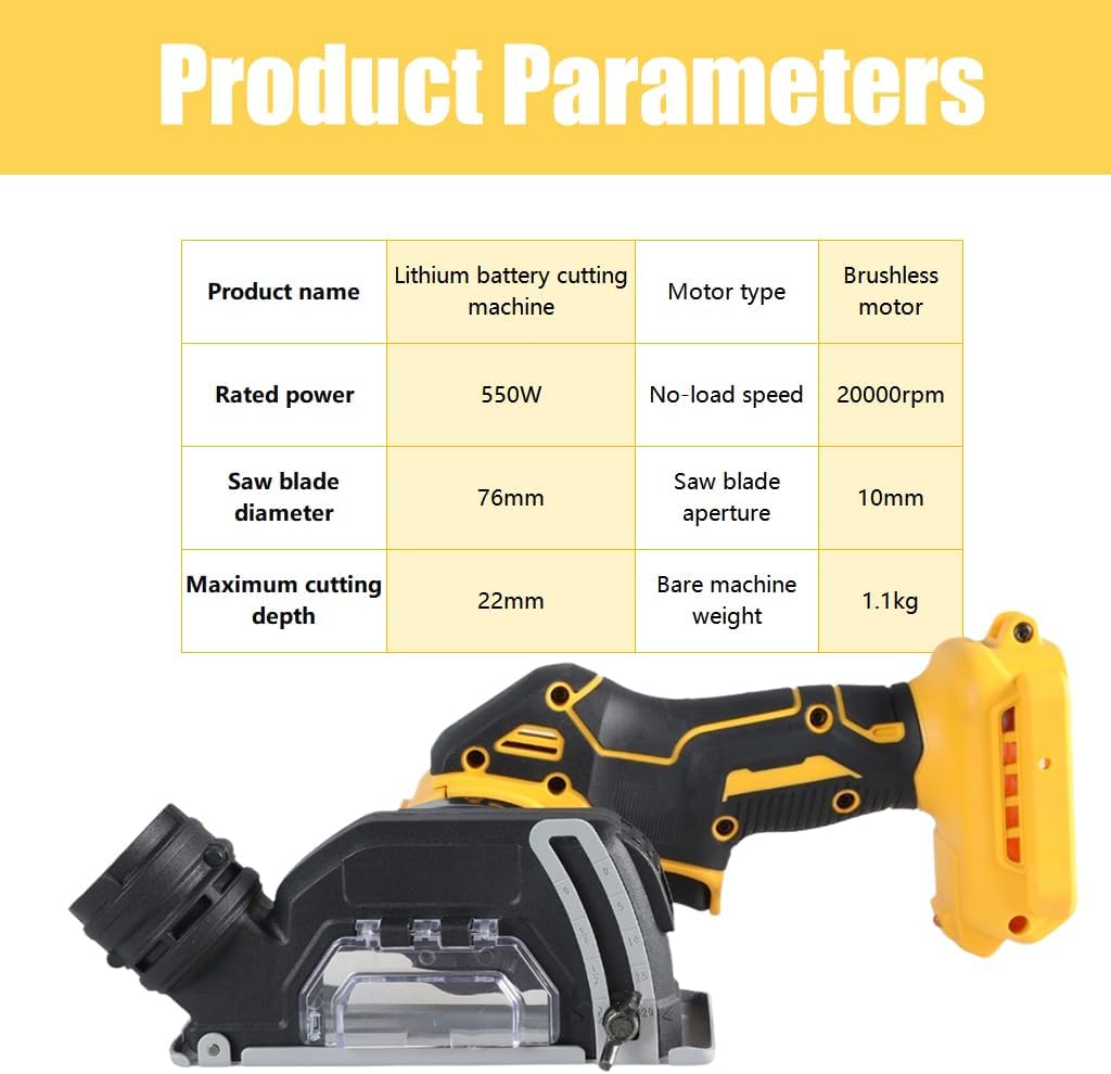 Small Cordless Angles Grinder 20V Angles Grinder Tool For Cutting Polishing And Sharpening 3inch Side Disc Grinder (Yellow)