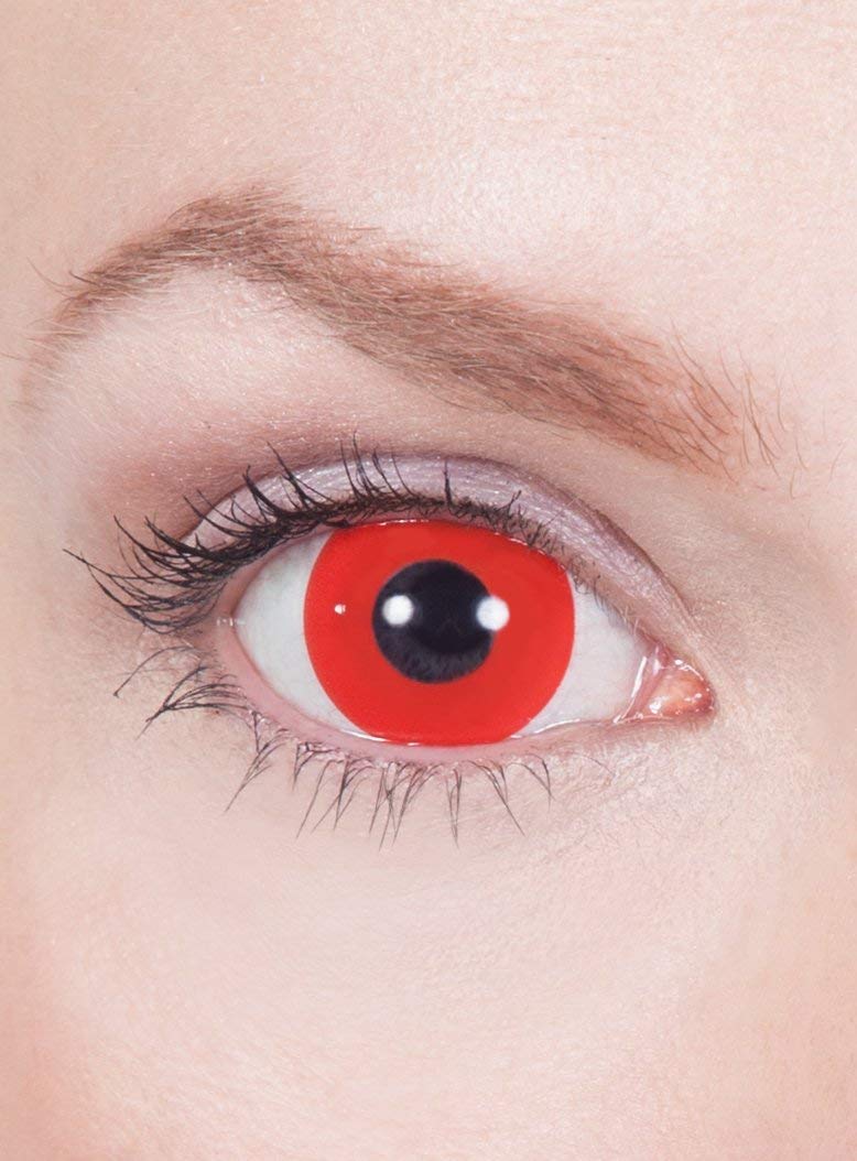 Maskworld - Mini-Sclera rot - farbige Kontaktlinsen / 6-Monats-Linsen (17mm) - Motivlinsen ohne Sehstärke - Unisex - Erwachsene - ideal für Halloween, Karneval, Motto- und Horror-Party