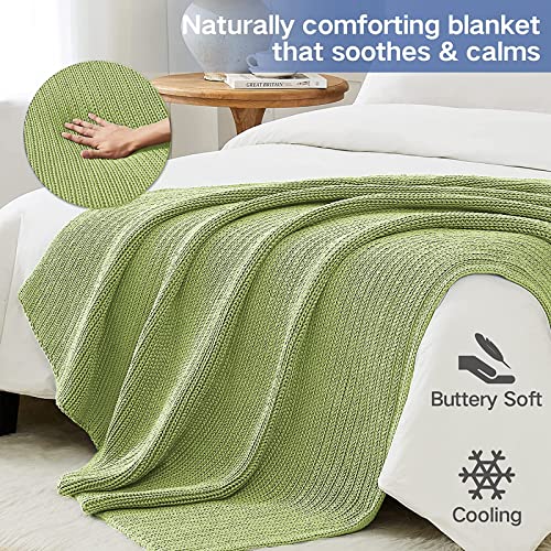 Guohaoi Knitted Weighted Blanket for Adults (Light Green 48"x72" 15lbs) No Beads Cooling Throw Blanket for Hot Sleepers, Home Decor Breathable Chunky Knit Heavy Blanket Use on Full Size Bed