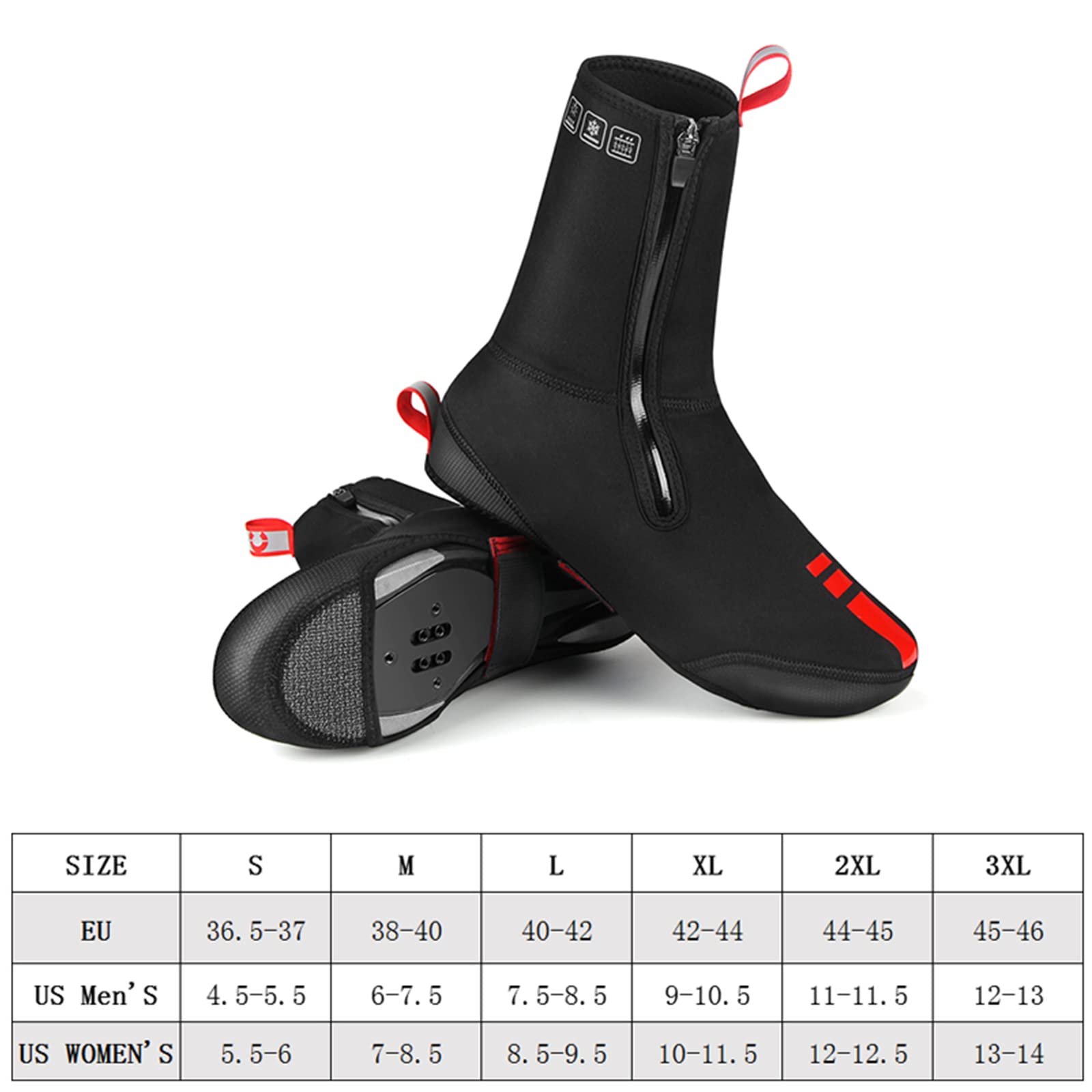 Couvre-Bottes de Cyclisme Couvre-Chaussures VTT Hiver Chaud Thermique Couvre-Chaussures Imperméable Coupe-Vent Épaissie Chaussons de Vélo pour L'équitation en Plein Air