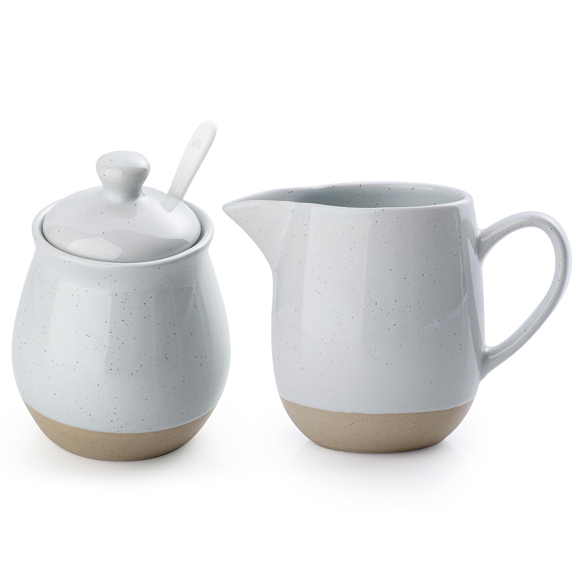 famiware 10oz Sugar Bowl &amp; 13oz Creamer Set, Coffee Serving Set, Light Gray