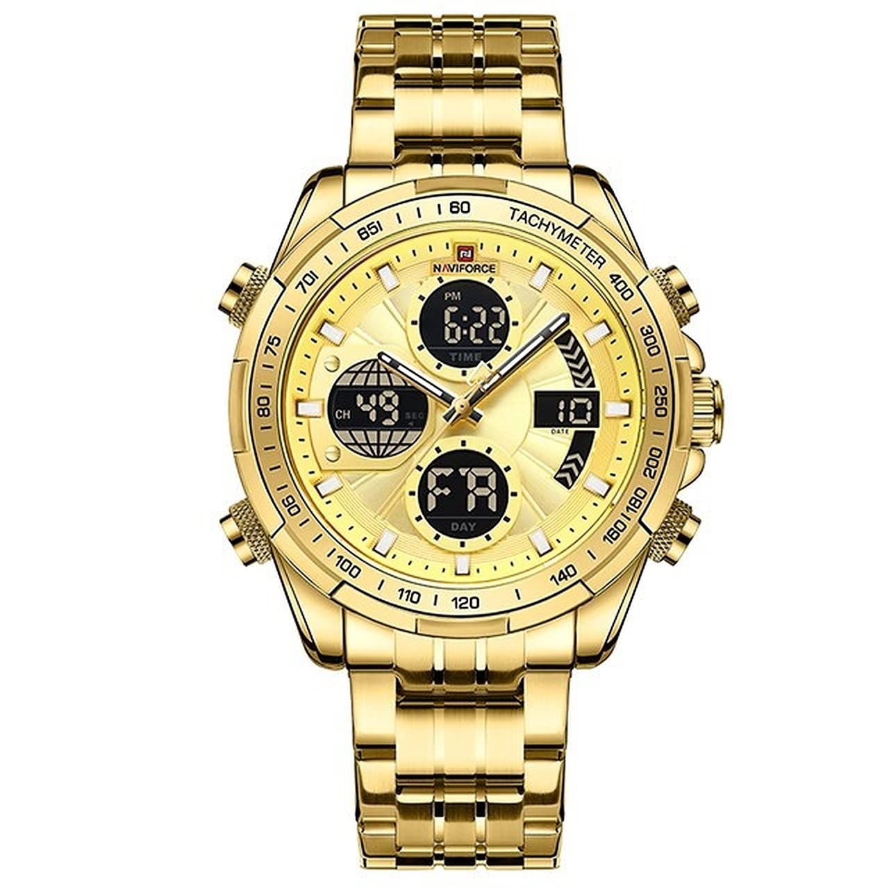 NAVIFORCE Mens Sport Watches Digital Analog Quartz Waterproof Multi-Functional Military Stainless Steel Watch for Men (B09PNMKN7P) Amazon Price History, Amazon Price Tracker