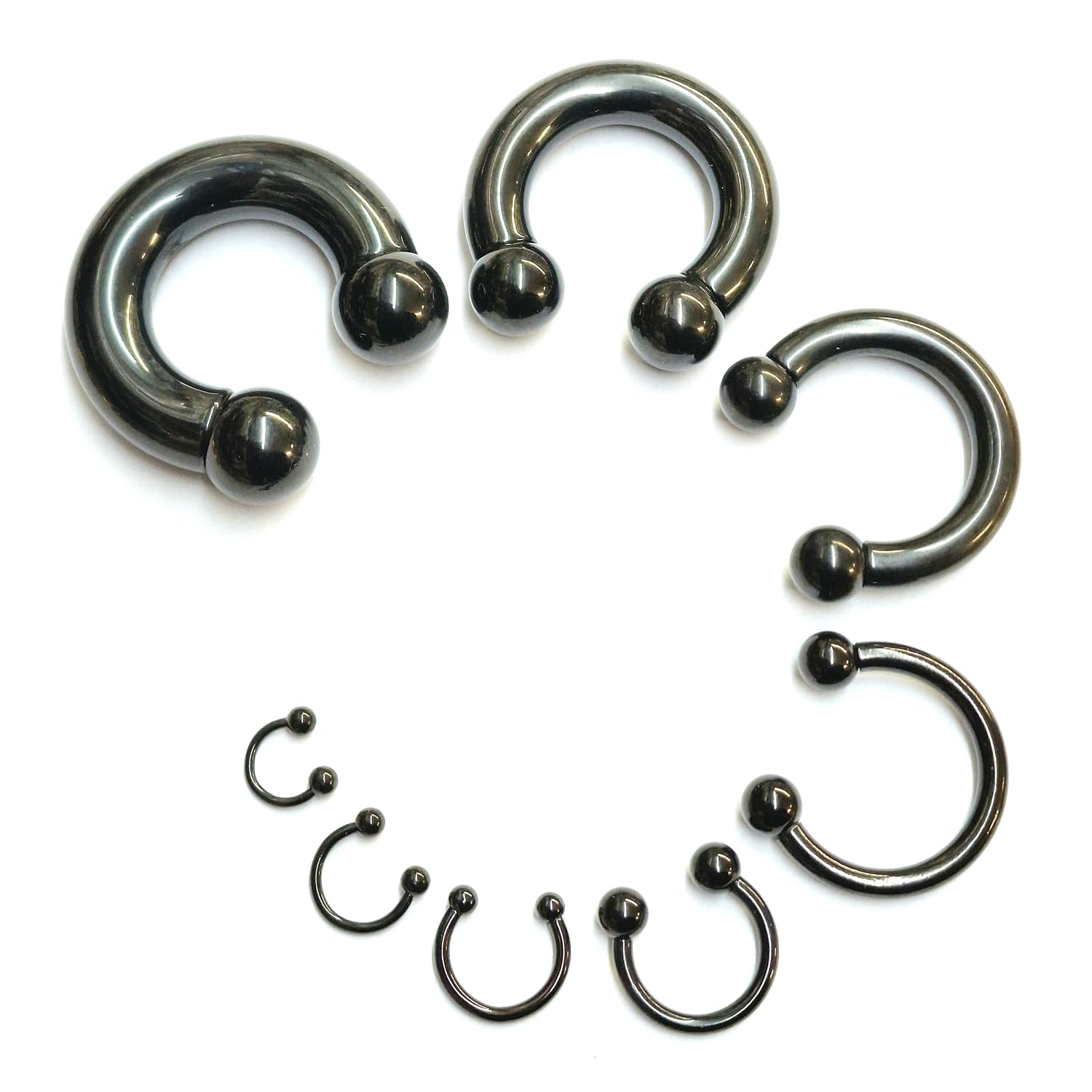 Titan-Septum-Ring, rund, Hufeisen-Barbell, Körperschmuck für Nasenpiercing, PA-Ring, Ohrringe, 12 g bis 00 g, britischer Standard, zertifiziert vom Sheffield Assay Office, 4G (5,0 mm) x 12 mm (1/2