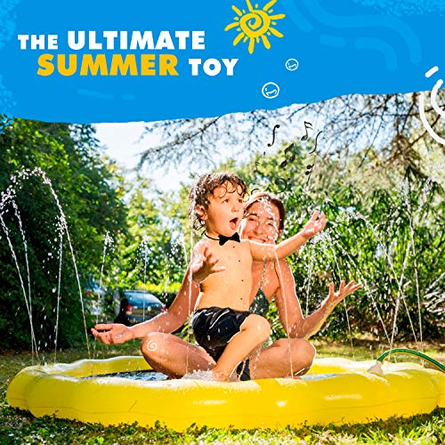 Image of SplashEZ 3-in-1 Splash Pad, Sprinkler for Kids and Baby Pool for Learning - Children's Sprinkler Pool, 60'' Inflatable Water Summer Toys - inchAround The World inch Outdoor Play Mat for Babies & Toddlers