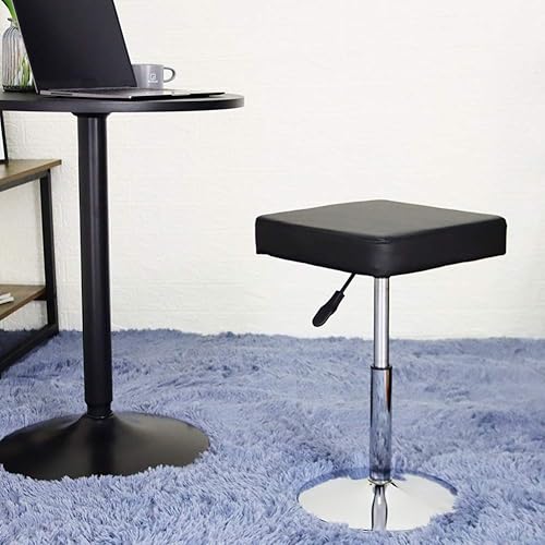 Miniatura 2 de FURWOO Taburete cuadrado negro para salón  Taburete de altura ajustable para tocador, manicura, tienda, peluquería oficina en casa, pequeño