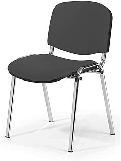 Topsit Chrom Besucherstuhl ISO, Bequemer Konferenzstuhl, stapelbar, mit gepolsterter Sitzfläche und Rückenlehne. Einzelner Artikel (Antrazit)