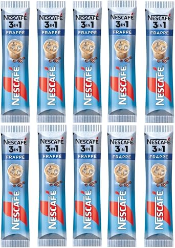 10 x 15g NESCAFE 3 in 1 Frappe Sticks Instant Coffee Sachets Packs 15g each stick Coffee - Milk - Sugar
