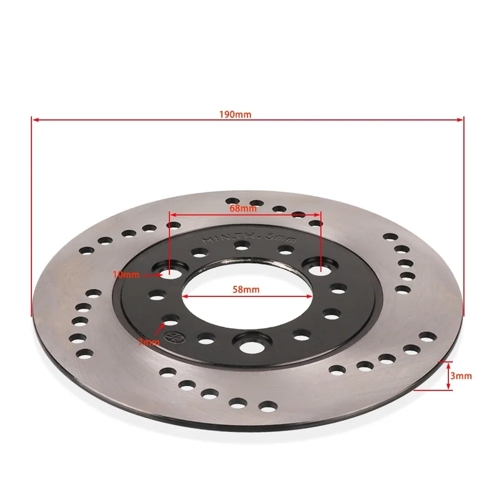 Posteriore Pastiglie freno Rotore del disco del freno da 190 mm 190 * 3,5 mm adatto per pezzi di ricambio cinesi GY6 per moto, scooter, ciclomotori, ATV, go-kart