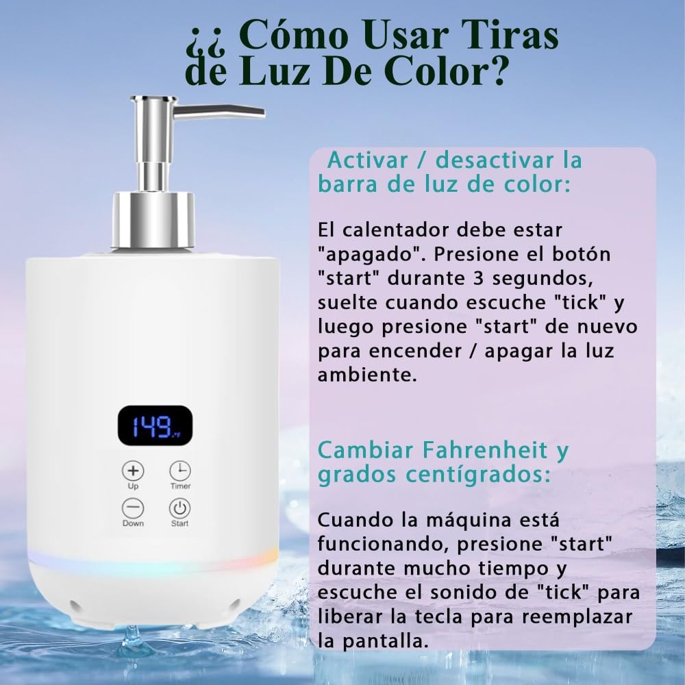 Calentador de Aceite de Masaje Blanco con dos Dispensadores de Aceite para spa Dispensador de Botellas y Calentador de Lociones Pantalla LED de Botellas de Gel aparato Calefactor Para Salones