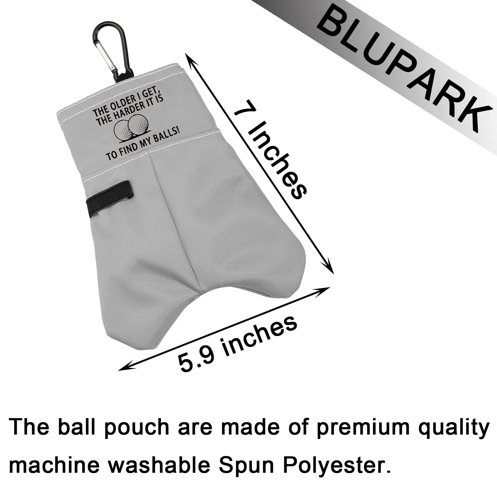 BLUPARK Funny Golf Ball Storage Bag for Grandpa Dad - The Older I Get The Harder It is to Find My Balls Pouch