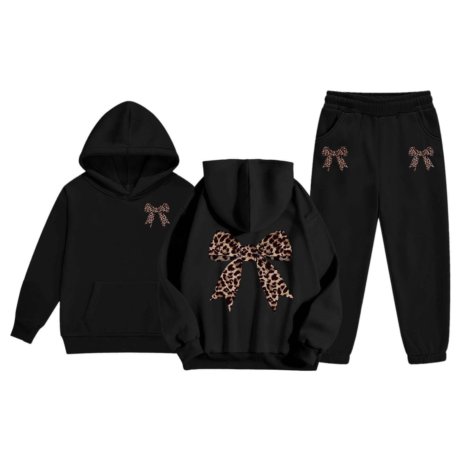 Ensemble Hiver Enfant Fille Pantalon Et Haut Sweat a Capuche Vetement Ado Fille Chic Mignon Fashion Casual Loisirs Sport Jogging Vacances Costume 2-13 Ans