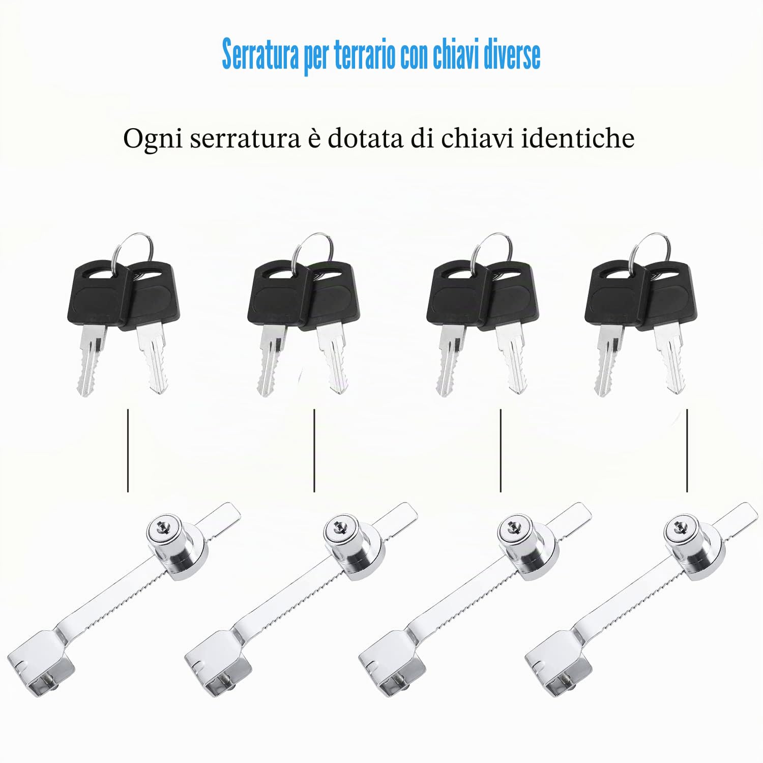 Serrature per seghe a lama scorrevole con chiave, per porte in vetro, rettili, terrari, vetrine, vetrine, armadietti, serrature per porte in vetro, 2 pezzi