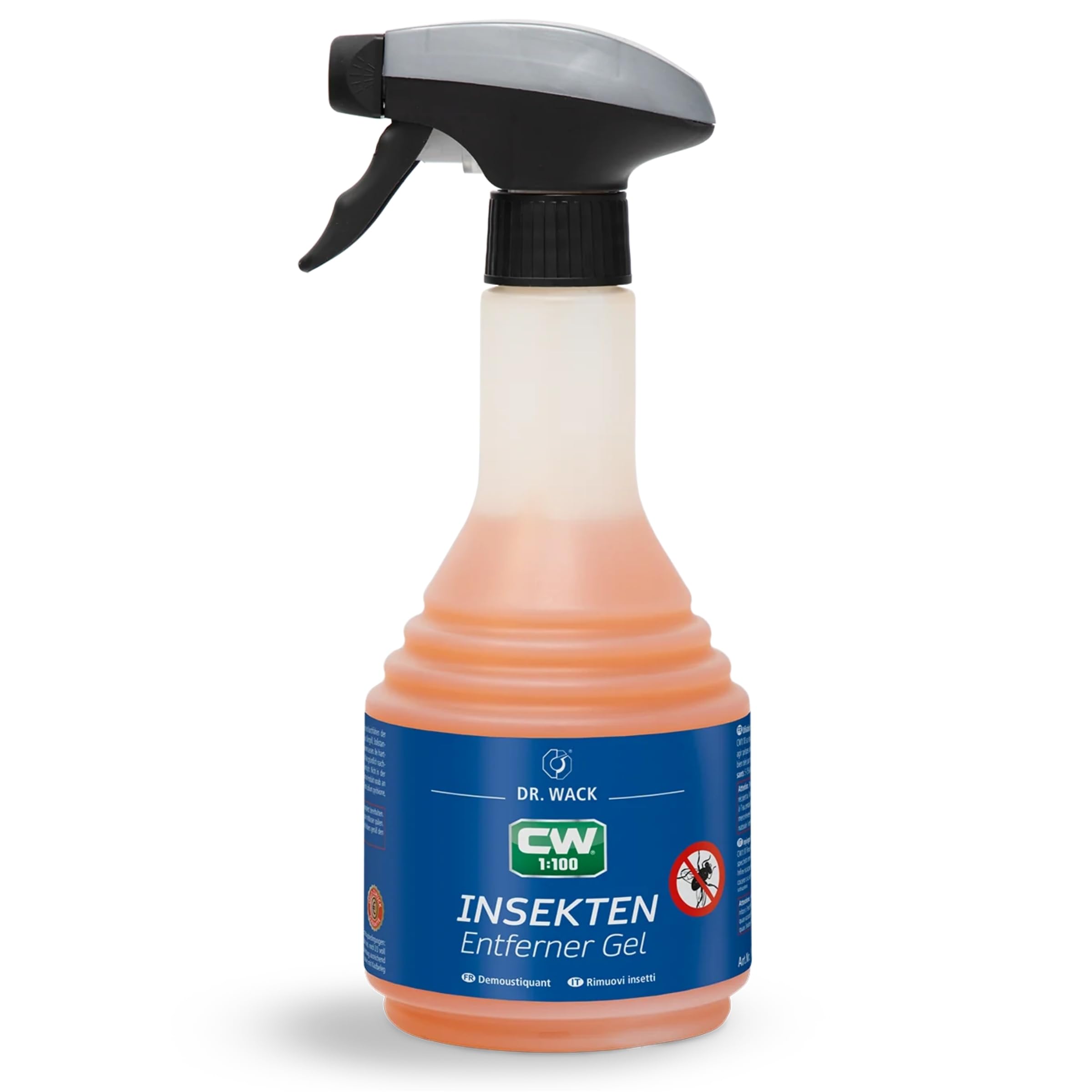 DR. WACK CW1:100 Insektenentferner-Gel Auto 500 ml - Spray mit Super-Gel-Formel - schonende Reinigung - Auto Reinigungsgel für Scheibe, Scheinwerfer & Frontbereich - Hochwertige Autopflege