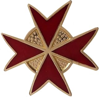 1000 Flags Limited Order of Malta Red Cut Out Cross Masonic Freemasonry Enamel and Metal Pin Badge