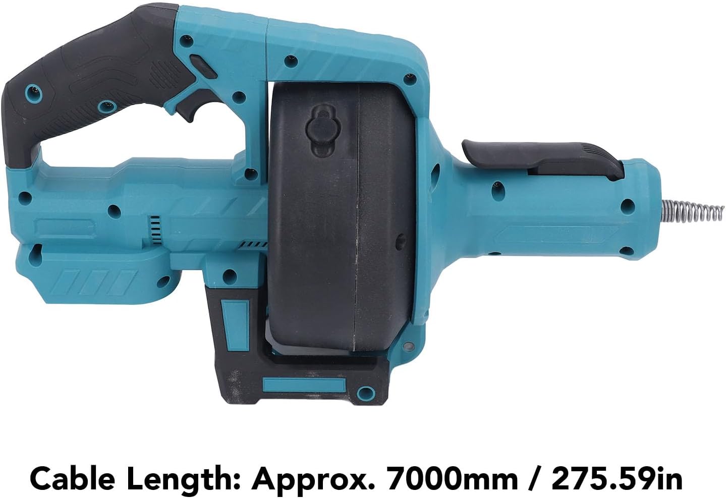 Cordless Electric Drain Auger Lithium Pipe Dredging Machine with 7m Cable, LED Light for Sewer Bathroom 3/4in-2in Pipe (Blue)