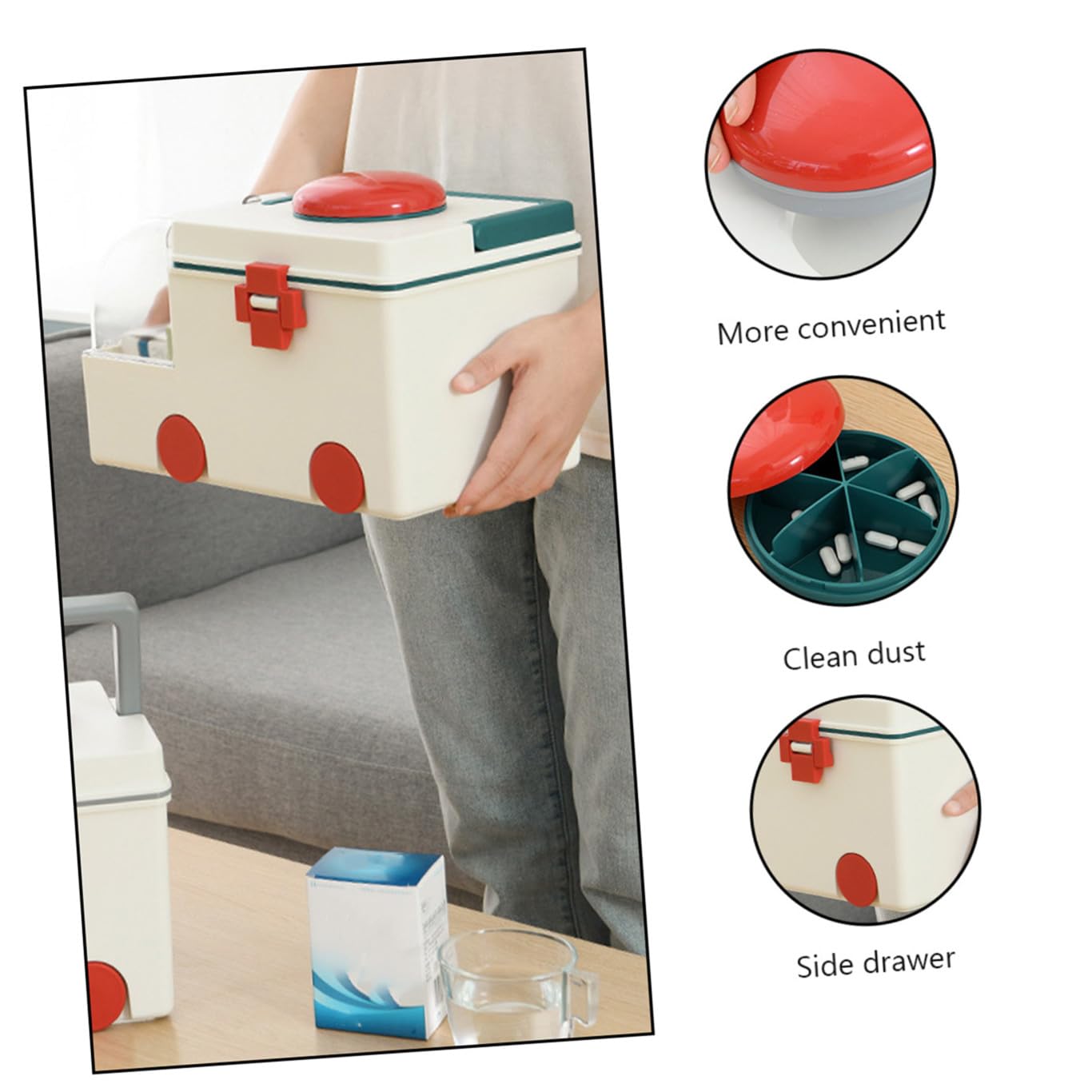 NOLITOY Botiquín Médico De Emergencia Caja De Primeros Auxilios Hogar Contenedor Médico Capacidad De Almacenamiento Para Guardar Medicamentos Domésticos y Suministros De Emergencia