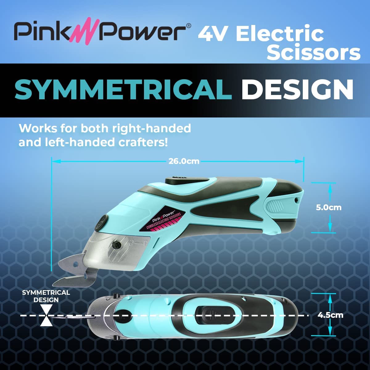 Pink Power Tijeras eléctricas de tela para manualidades, costura, cartón, alfombras y álbumes de recortes, herramienta de corte profesional resistente, tijeras eléctricas inalámbricas automáticas Aqua