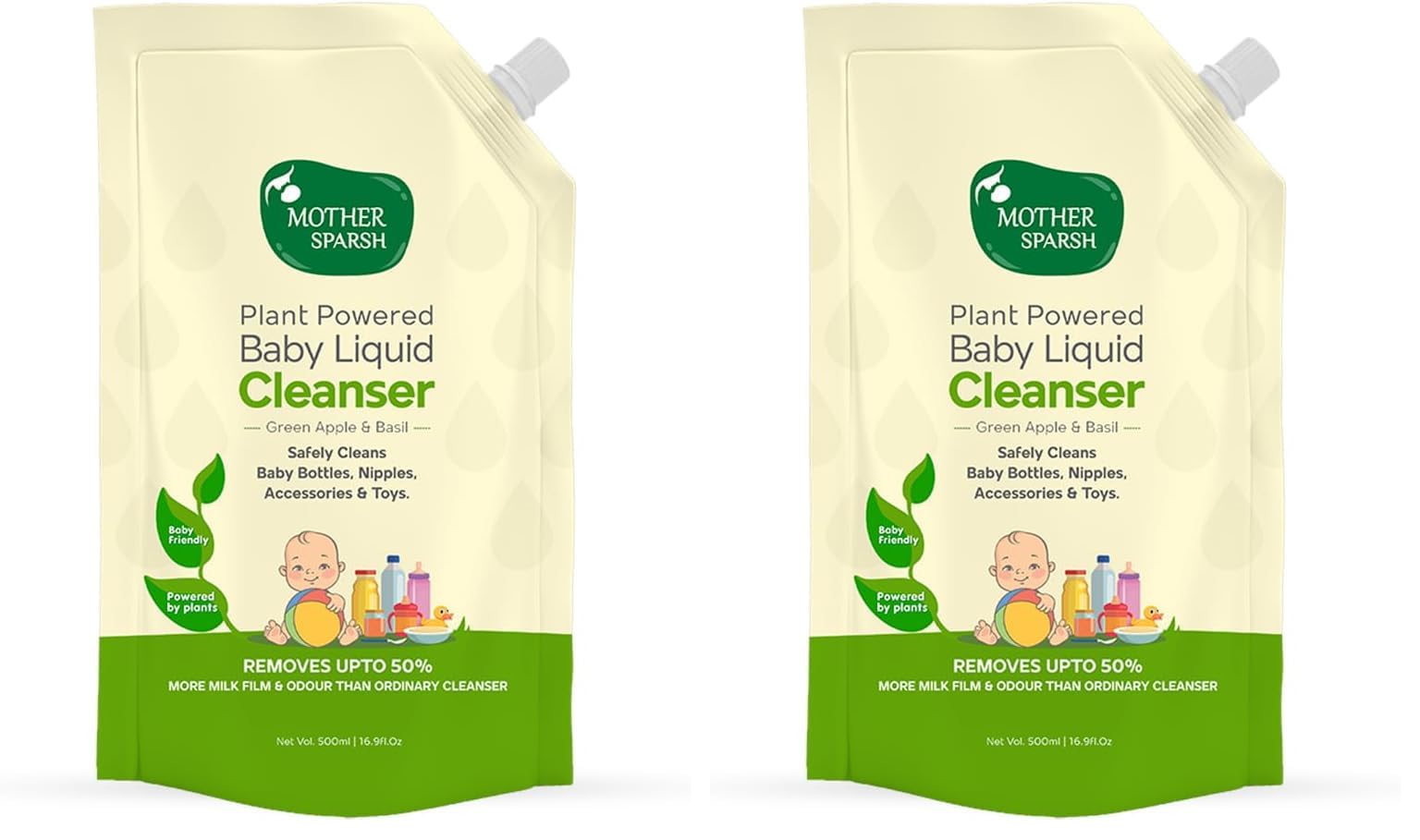 Mother Sparsh Natural Baby Liquid Cleanser (Powered by Plants) Cleanser for Baby Bottles, Nipples, Accessories and Toys, Refill Pack (500ml) (Pack of 2)-image-34