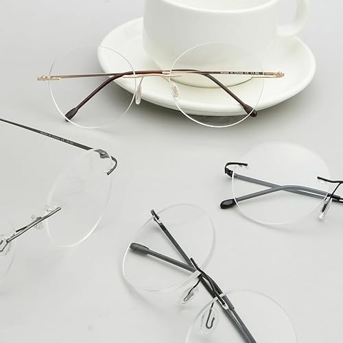 Miniatura 2 de Eyekepper Paquete de 4 lentes de lectura redondos de metal sin montura para mujeres y hombres, lectores circulares sin marco