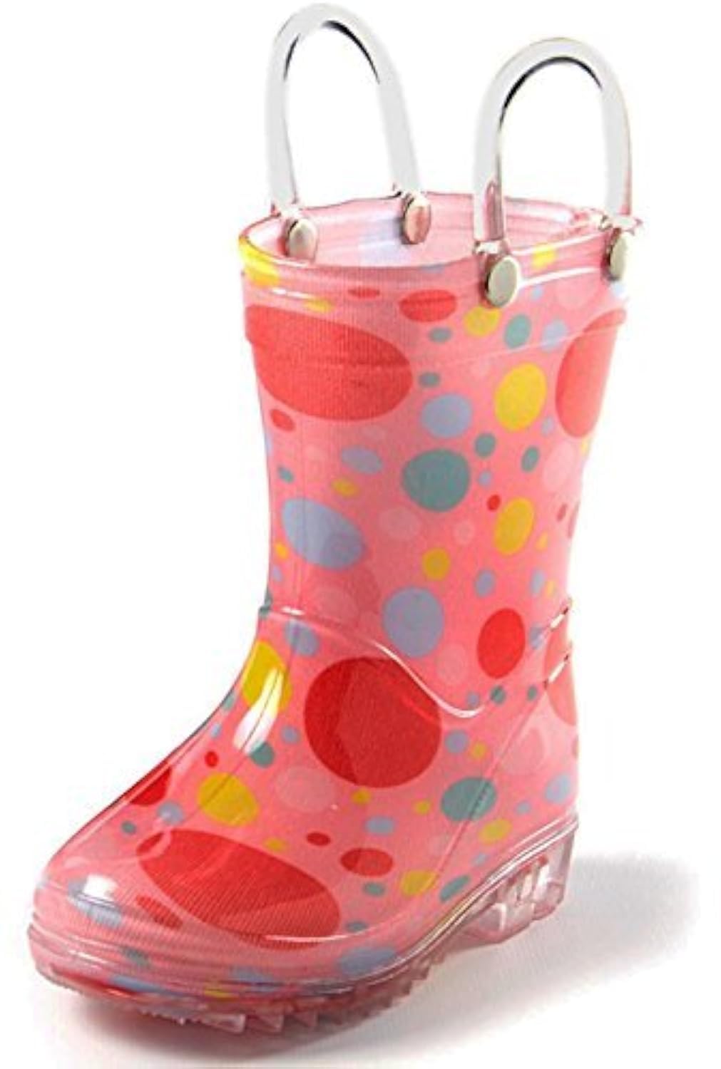 Puddle Play Toddler and Kids Waterproof PVC Rain Boots with Easy-On Handles – Lightweight Slip-Resistant Outdoor Boots for Boys and Girls