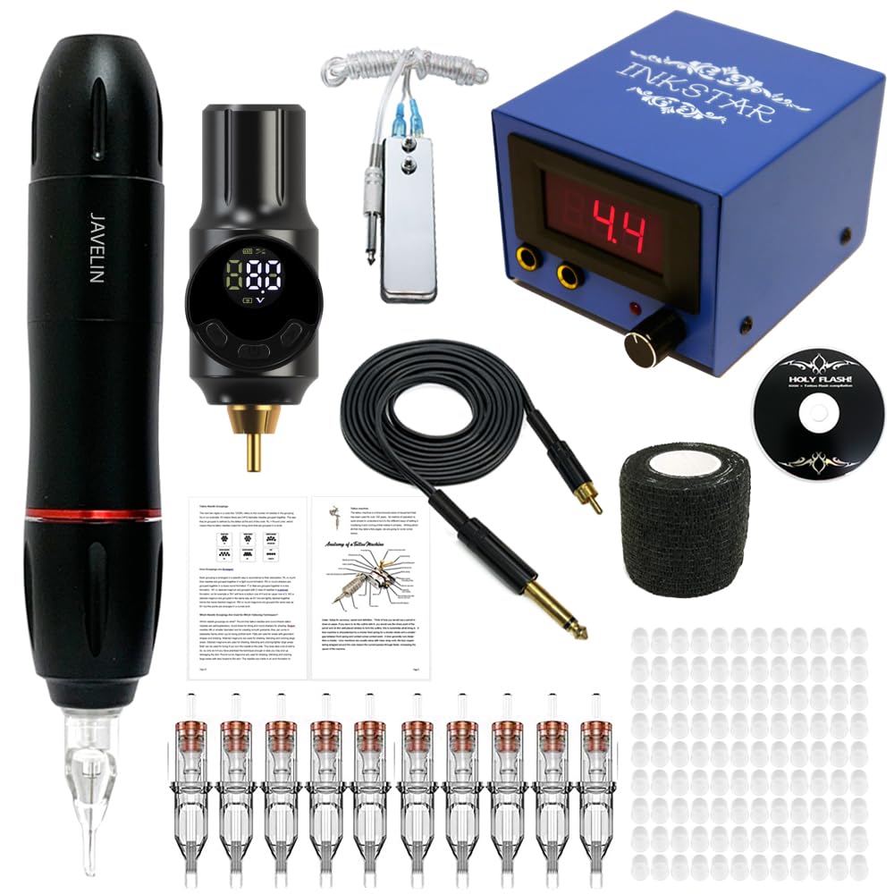 Javelin Tattoo Pen Kit - Journeyman Kit (Medium) - Black - Wireless - 85 Piece Set - Adult - Modern Style