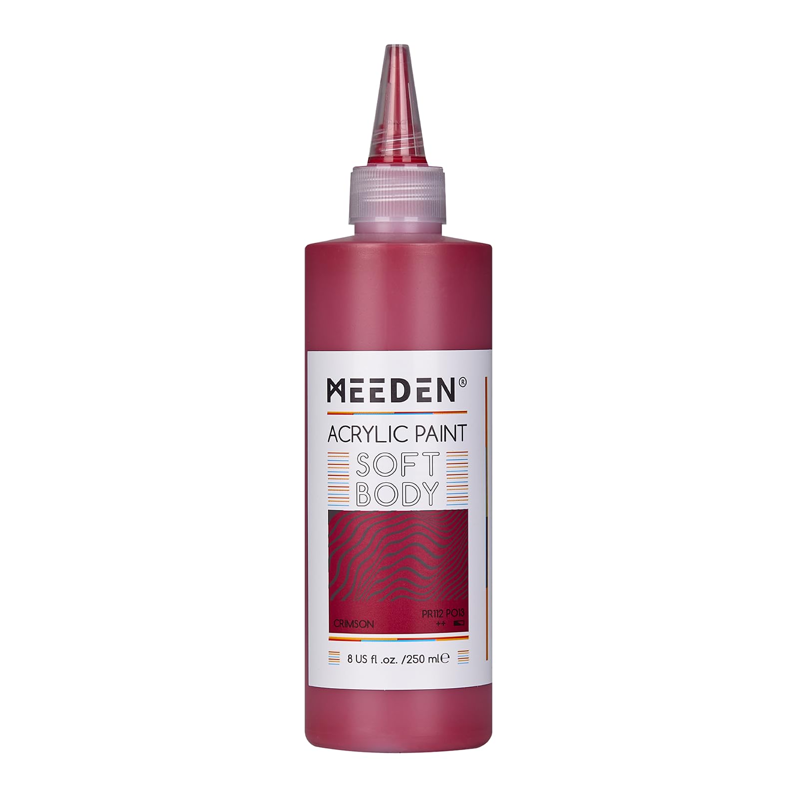 Meeden Crimson Soft Body Acrylic Paint: 250Ml/8.8Oz Bulk Acrylic Colours In Squeeze Bottle - Fluid Flow Art Paints For Artists Canvas Painting