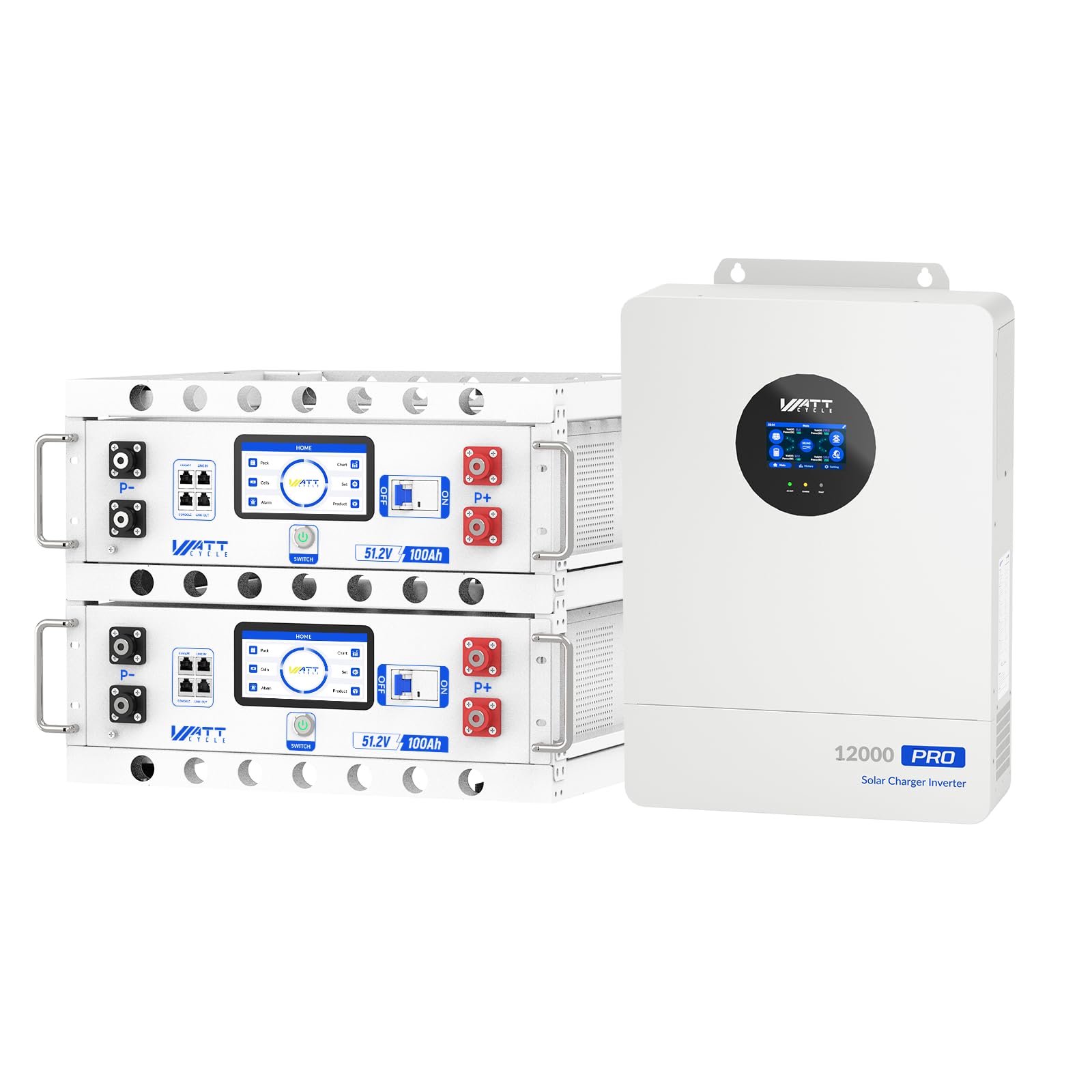 WattCycle Dual 48V 100Ah Server Rack Batteries &amp; 12kW Split Phase Inverter