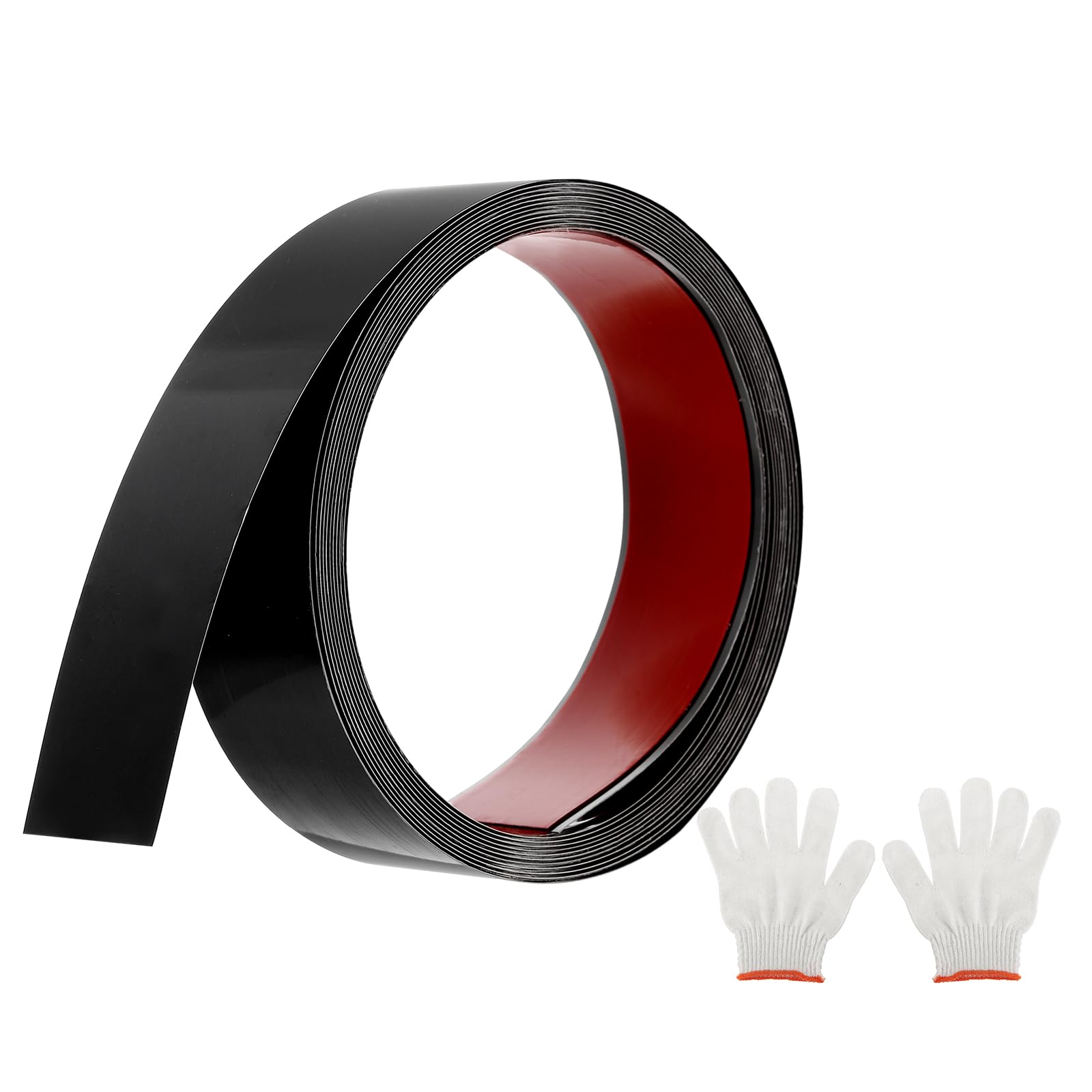QUARKZMAN 5m x 40mm Moldura de Pared, Tira de Acero Inoxidable Acabado Espejo Autoadhesivo, Moldura de Tira con Guante y Tarjeta para Pared, Suelo, Borde de Azulejos, Negro