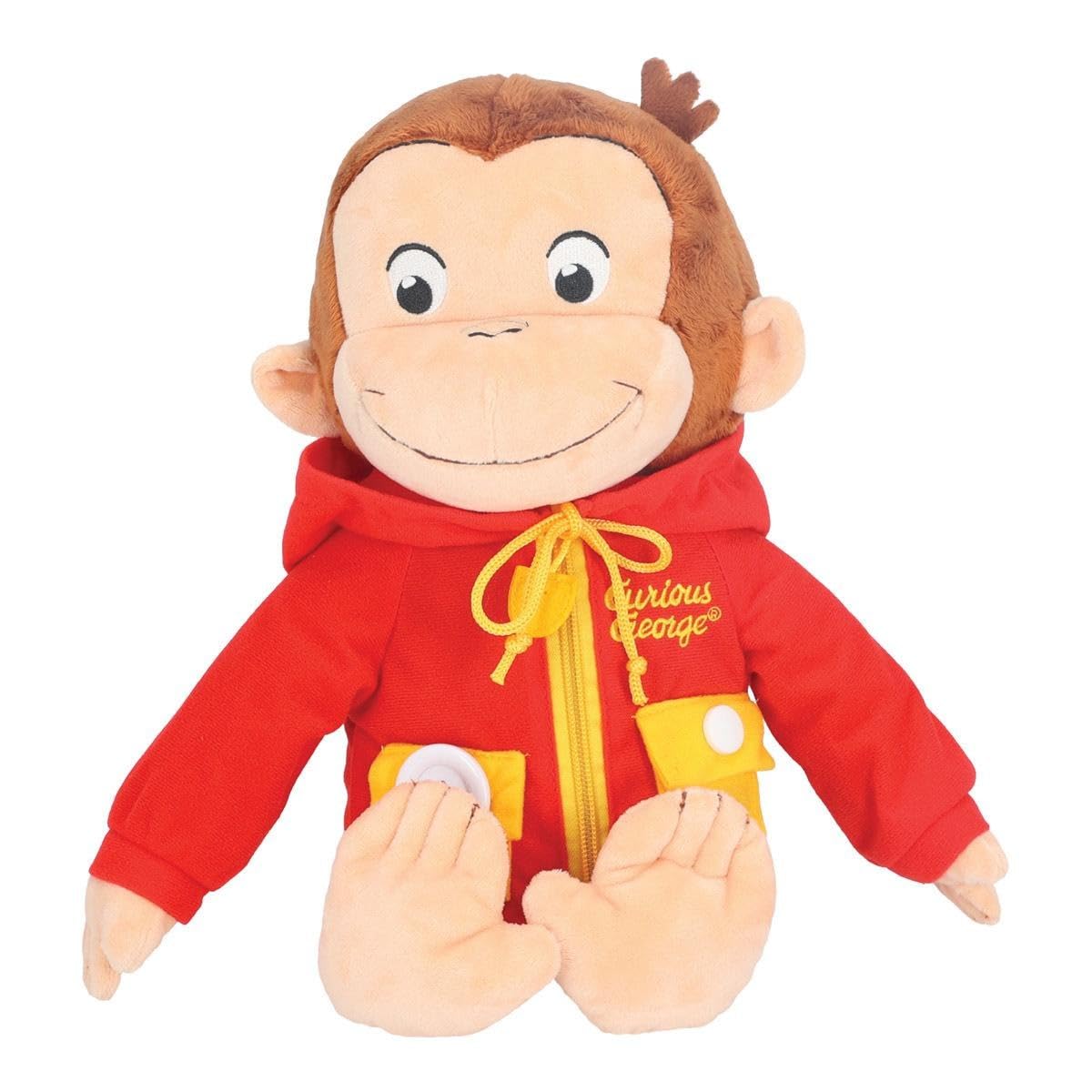 KIDS PREFERRED Curious George Learn to Dress Monkey Stuffed Animal Plush Toys Soft Cute Cuddle Plushie Gifts for Baby and Toddler Boys and Girls - 12" Stuffed Animal