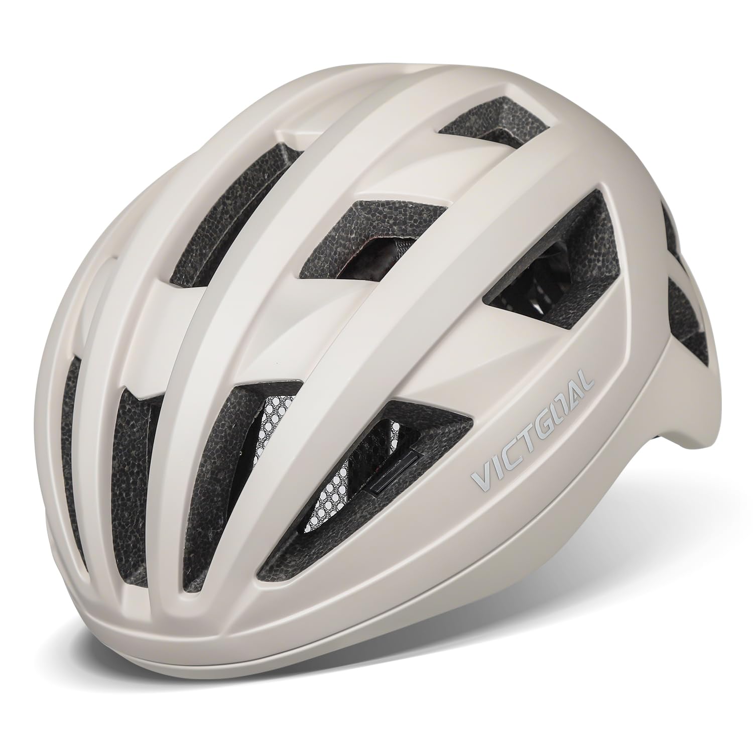 VICTGOAL Road Bike Helmet for Adult Men Women Lightweight Bicycle Helmet Adjustable Fit Breathable Mountain Bike Cycling Helmet (Beige, L: 57-61 cm)