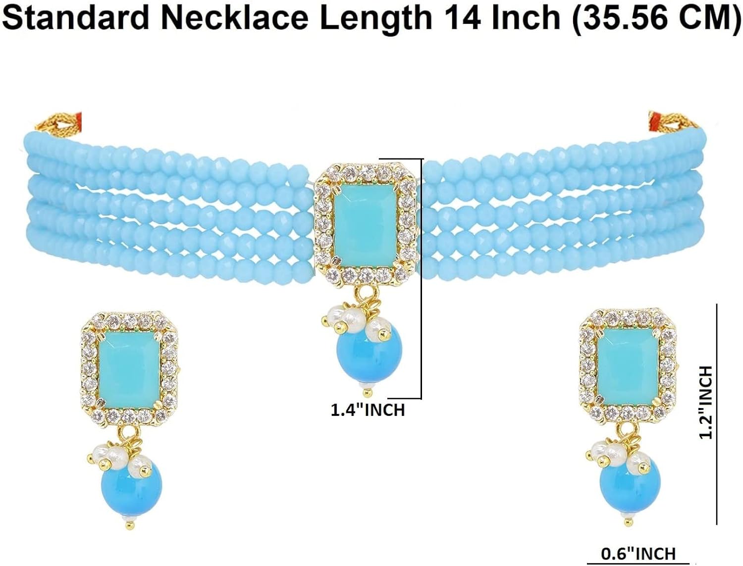 Miniatura 2 de Efulgenz Indian Jewelry Bollywood Crystal Choker Necklace Earrings Wedding Jewelry Set for Women Girls