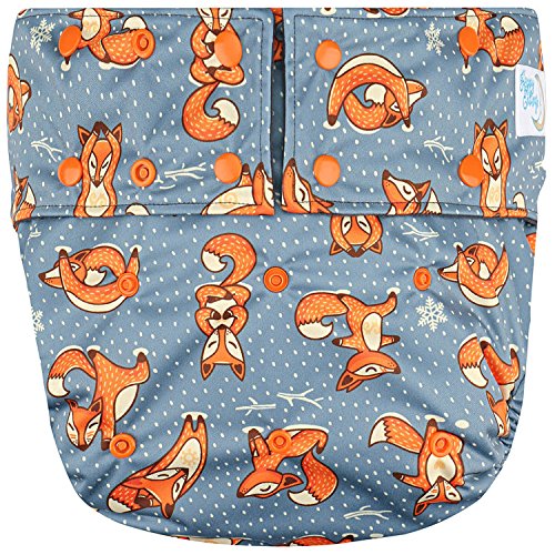 Happy Endings Teen/Adult Stain Resistant Snap Closure Reusable Cloth Diaper Incontinence - Yoga Foxes