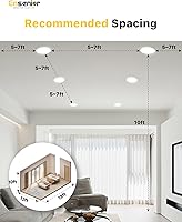 Vista 8 de Ensenior 16 Pack 6 Inch LED Recessed Ceiling Light, Dimmable, 6000K Clear White, 1050LM 12W 120V, High Brightness Canless Wafer Downlight