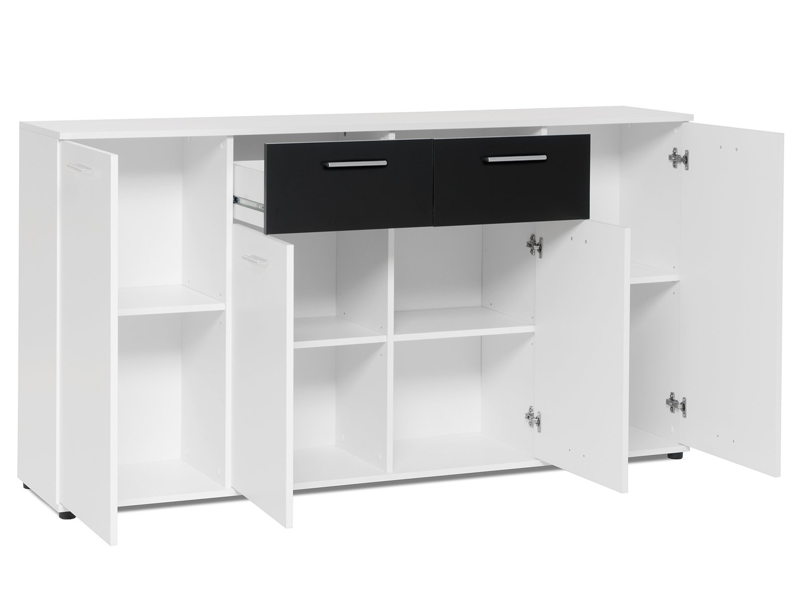 möbelando Sideboard Beistellschrank Anrichte Standschrank Kommode Highboard Jacklin II Weiß/Schwarz