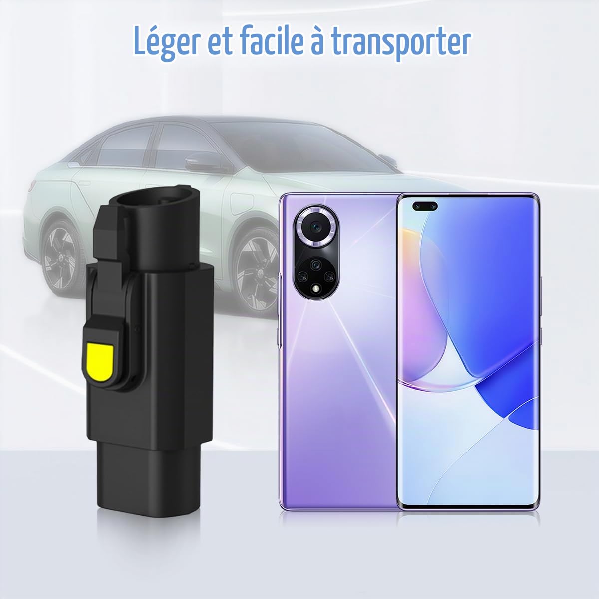 Adaptateur EV Type 2 vers Type 1 avec Clip | 32A Type 2 (IEC 62196) Mâle vers Type 1 (SAE J1772) Femelle Convertisseur de Chargeur de Véhicule Electrique
