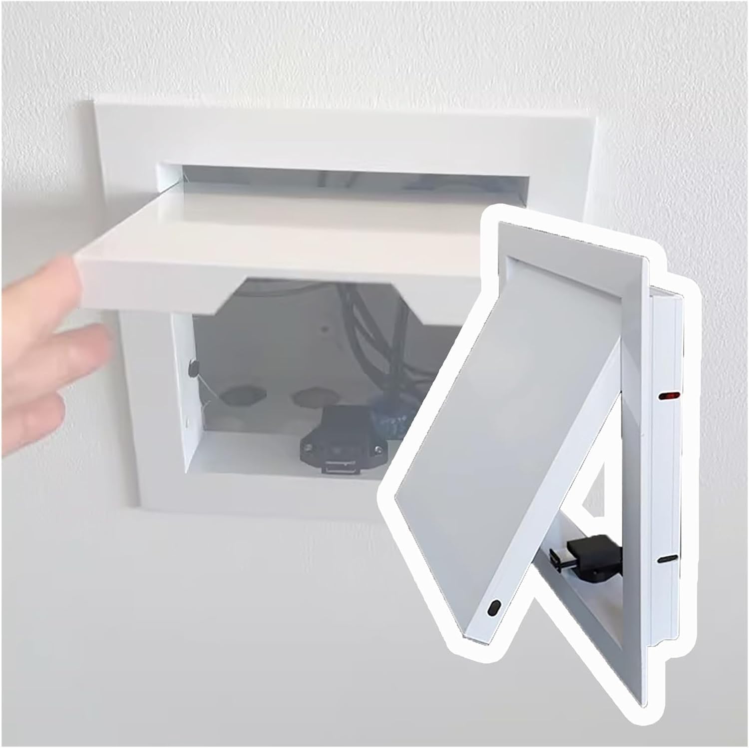Panel dostępu, panel dostępu, białe drzwi do płyt kartonowo-gipsowych, przełącznik przyciskowy, właz inspekcyjny szybu serwisowego ściennego/sufitowego, renowacja łazienki, skrzynka włazu