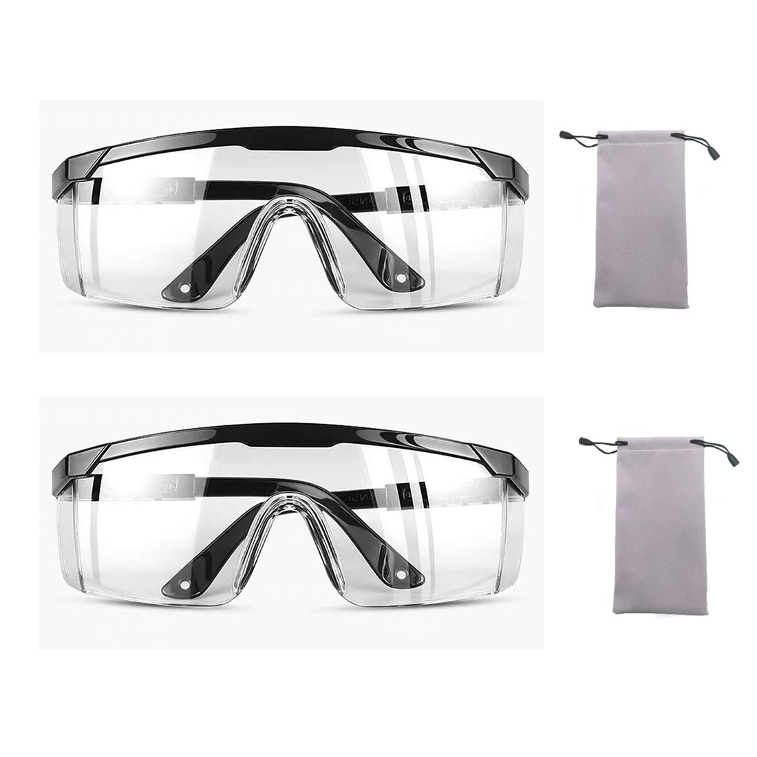 Clear Safety Goggles Anti-fog Transparent Safety Glasses UV Protection Goggle for Men, Women & Youth, Adjustable Temple
