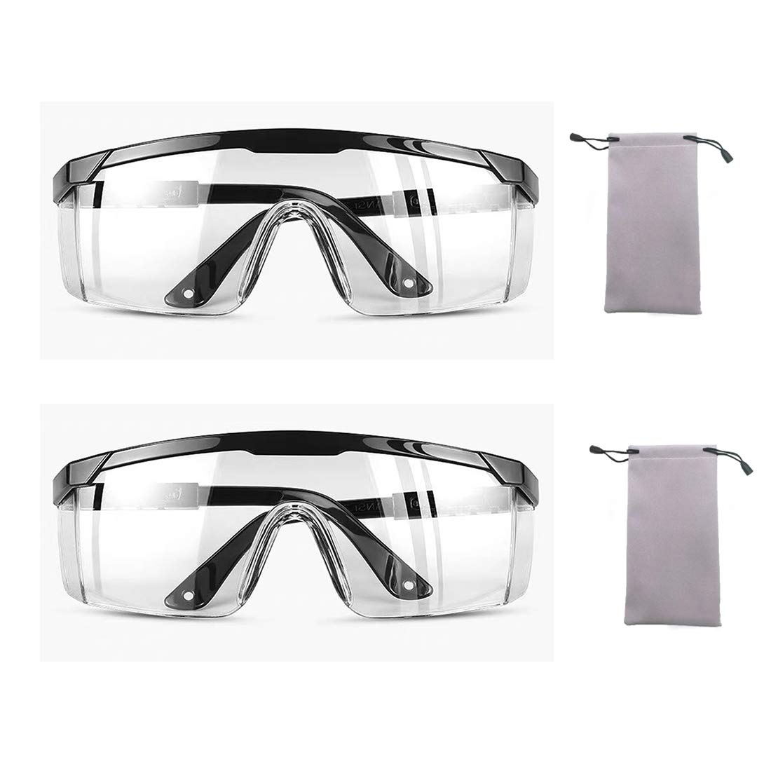 GVUSMILClear Safety Goggles Anti-fog Transparent Safety Glasses UV Protection Goggle Over Glasses Goggles for Men, Women & Youth, Adjustable Temple