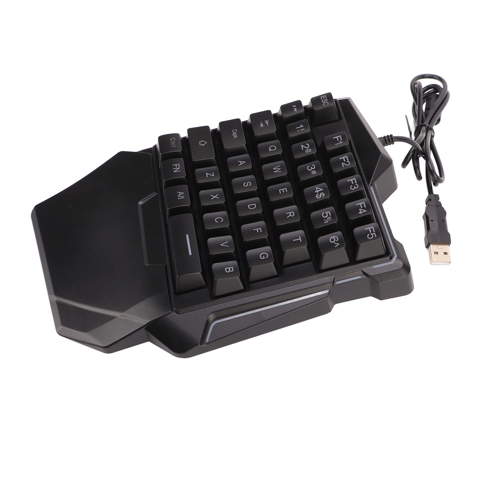 Bewinner Einhand-RGB-Gaming-Tastatur und Hintergrundbeleuchtete Maus-Kombination, USB-Kabel, 35-Tasten-Tastatur, 6-Tasten-Gaming-Maus-Konverter-Set mit Halterung für PC-Gamer