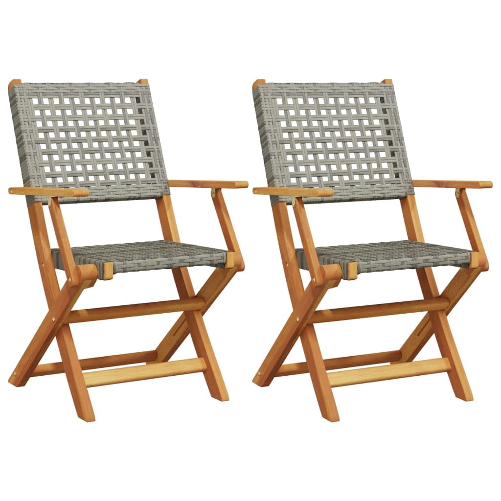 Chaise de jardin pliable pour petit espace fauteuil gain de place acacia rotin lot de 2