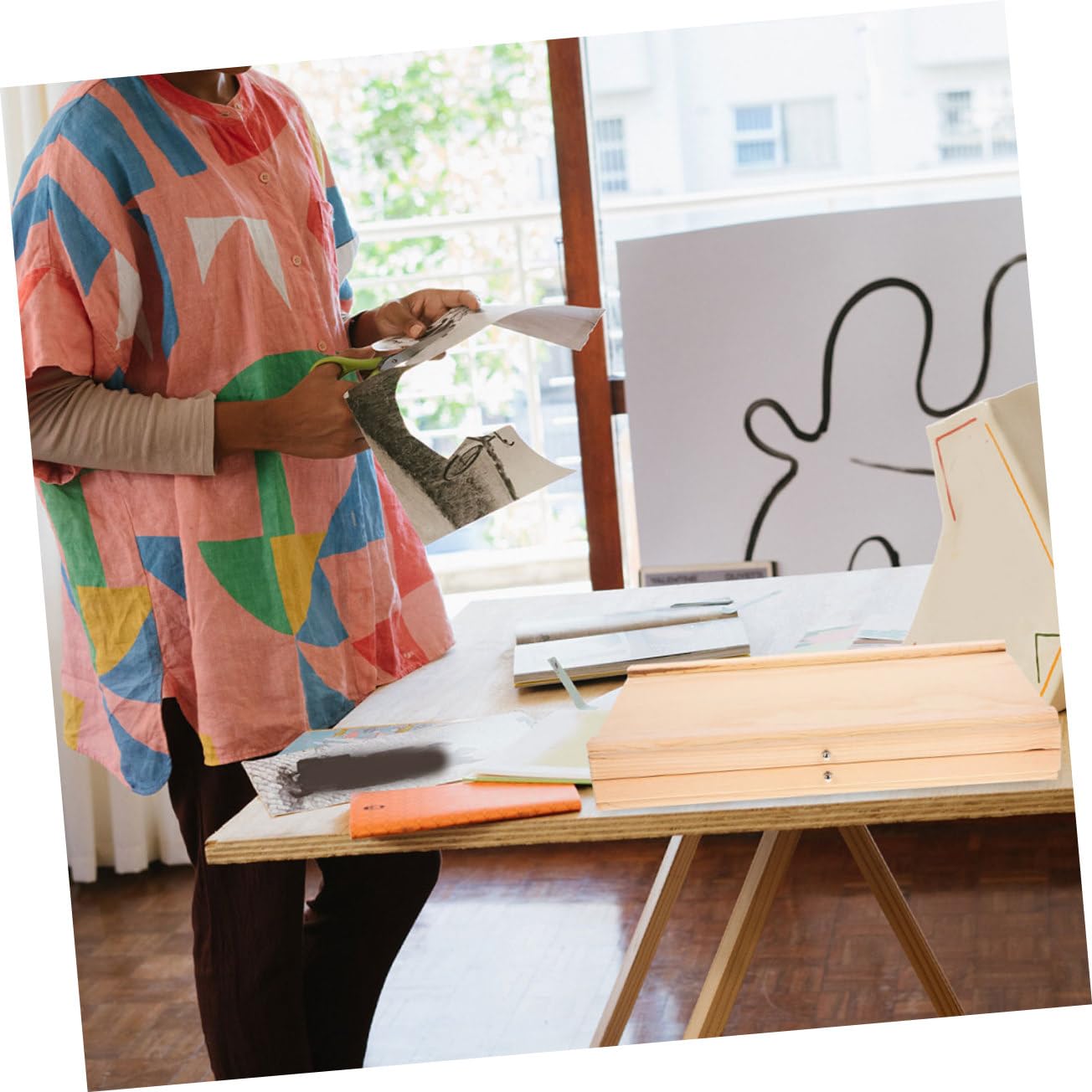 Boîte de Rangement pour Matériel D’art en Bois, Portable, à Tiroirs