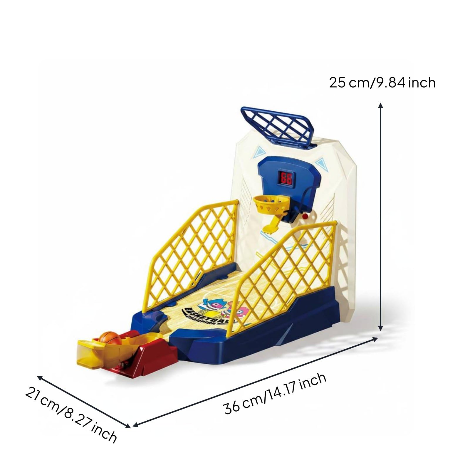 Qianly Gioco di Basket per Bambini Mini Canestro da Tavolo con Rampa Angolata E di Deviazione per Partite Dinamiche Adatto per Gioco al Chiuso Cameretta Famiglia, Moderno con Luci E Musica